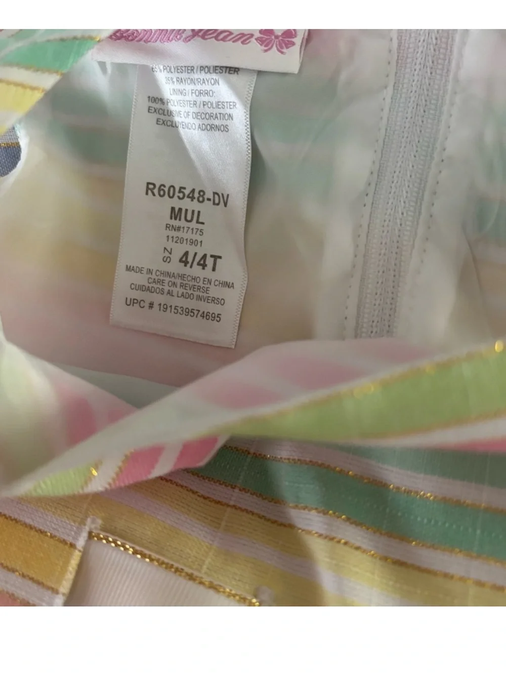 NWT Bonnie Jean Pastel Stripe Party Dress – Girls Size 4/4T